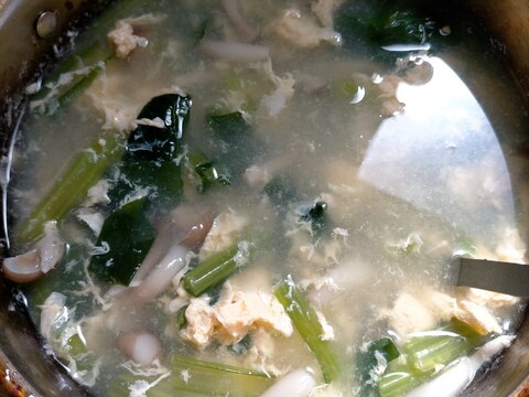 小松菜たまごしめじの中華スープ